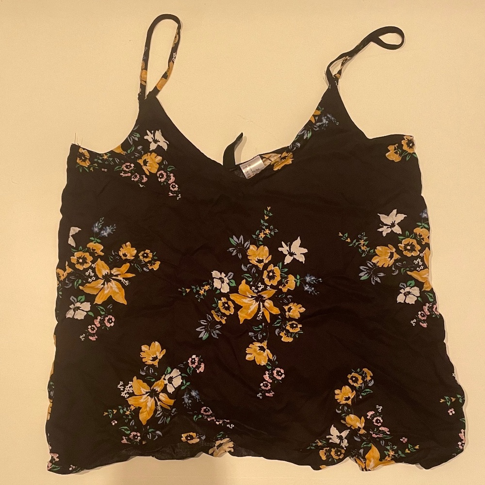 Black Floral Tank Top